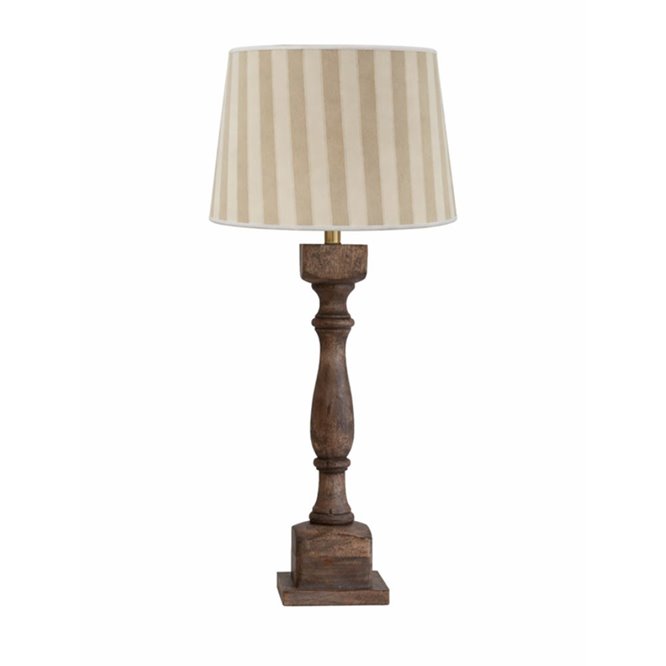 Rustykalna drewniana lampa stołowa Newcastle z abażurem
